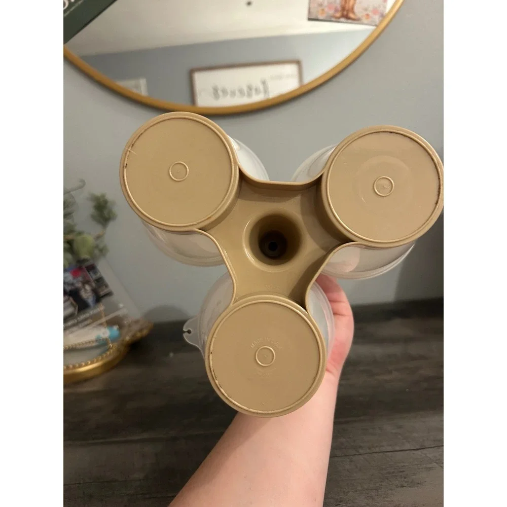 Vintage Tupperware Condiment Server Caddy 3 Containers with Lids Tan White 757-4